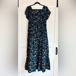 NATURAL LIFE XL Corduroy Berkley Maxi Dress Ditsy Floral Dark Teal